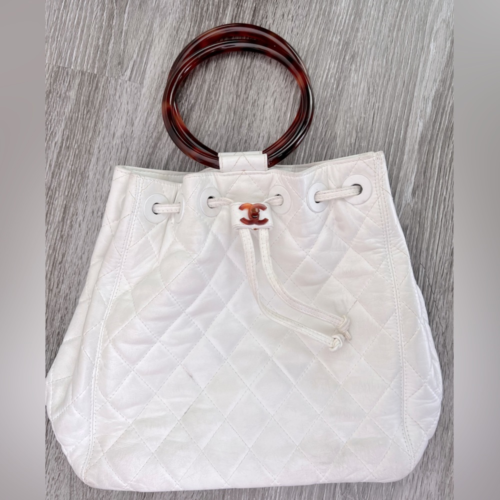 VINTAGE RARE — Chanel Bucket Bag with Tortoise Handle